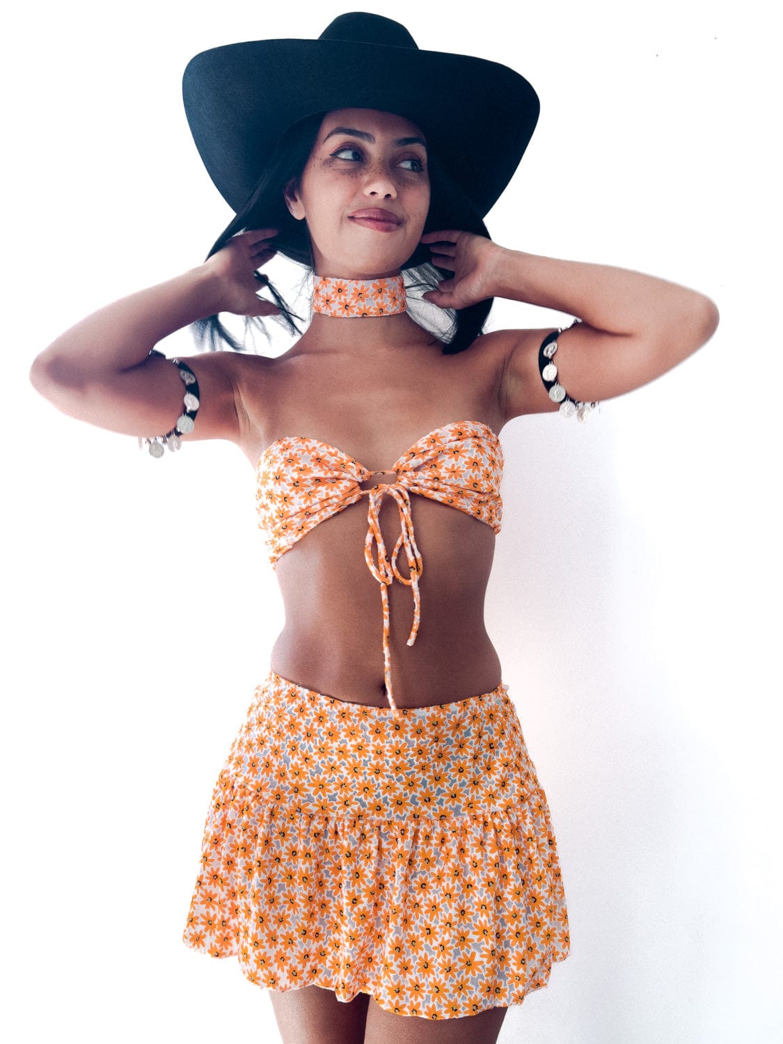 MINI SKIRT - ORANGE FLOWER